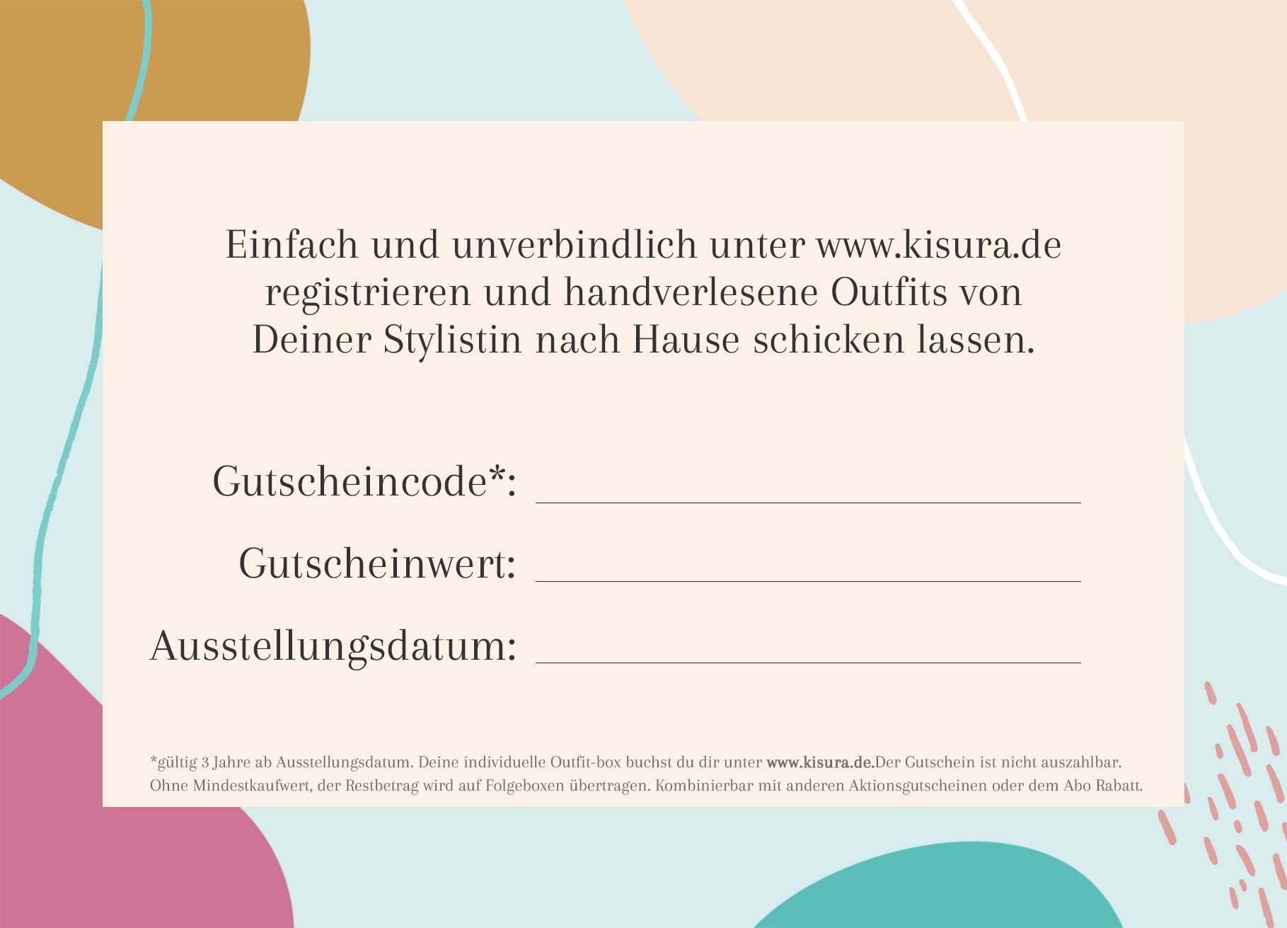 Gutscheinkarte-Rueckseite Gutscheinkartenrückseite im Bubbledesign